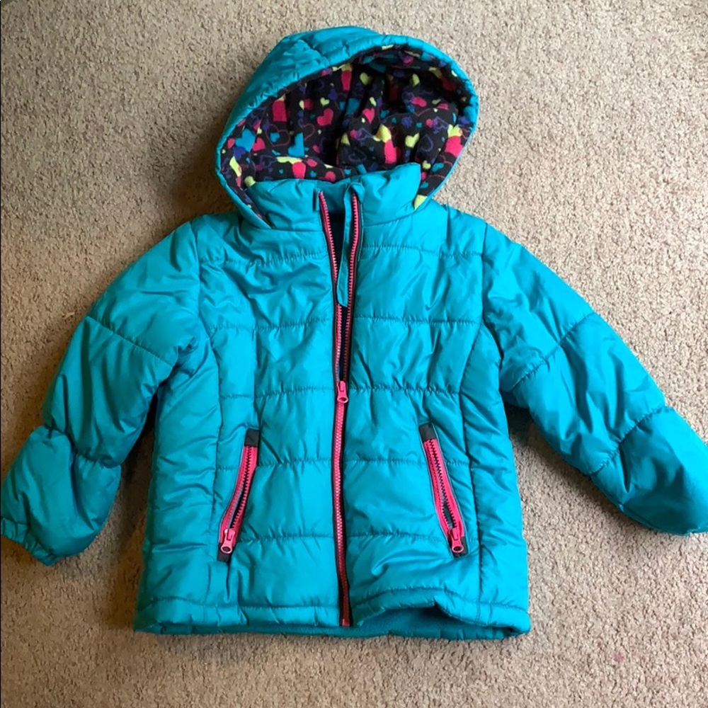 Turquoise London Fog Hooded Puffer Jacket